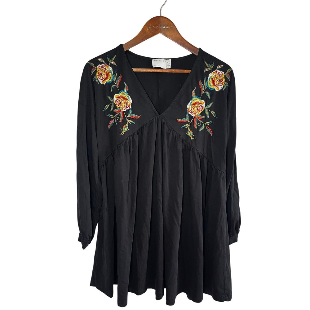 ASOS Maternity Floral Embroidered Peasant Tunic Top Babydoll Boho Autumn Cottage